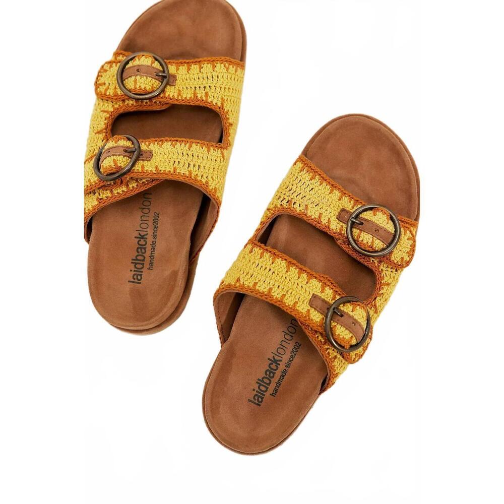 NEW LAIDBACK LONDON women's clay sandals in mustard suede